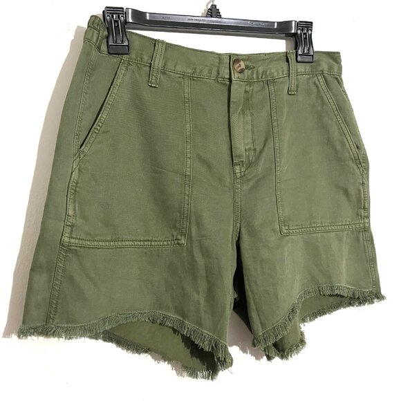 Aerie Lyocell Linen Fringe Hem Utility Workwear Shorts - Picture 5 of 11